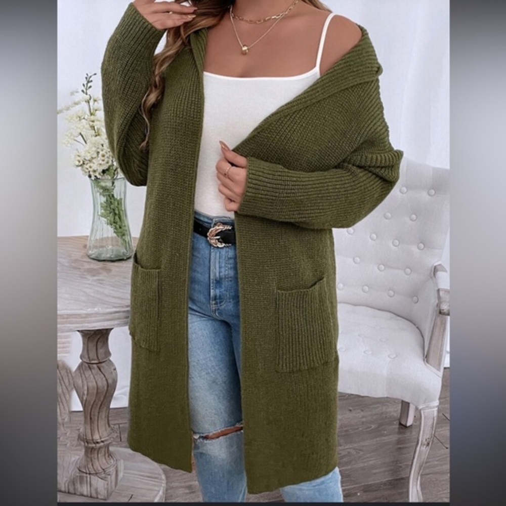 Cardigan Poof Aparel Elegant Olive Women's Size S